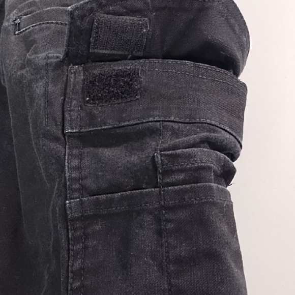 Hammer Down Heavy Duty Black Cargo Pants Sturdy Fabric Double knees & leg Hem - Picture 4 of 16
